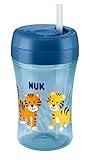 NUK Easy Learning Fun Cup, mit versenkbarem Trinkhalm, 300 ml, ab 18 Monate, Boy, blau