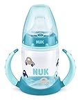 NUK First Choice Trinklernbecher, auslaufsicher, Silikon-Trinktülle, 6-18 Monate, 150 ml, BPA-frei, Türkis (Boy)