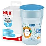 NUK Magic Cup Trinklernbecher, 8+ Monate | 230 ml, auslaufsicherer 360°-Trinkrand | BPA-frei, blauer Igel